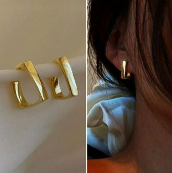 Bold Metal Circle Stud Earrings for Women – Statement Ear Cuff Hoop Jewelry