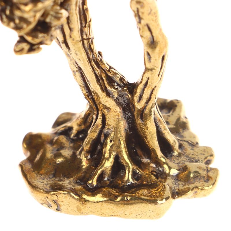 1Pc Brass Mini Welcome Pine Figurine Tree Miniature Landscape Small Bonsai Tree Statues Decorations Accessories