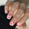 24 Piezas Diseño de Perlas Longitud Media Ballet Cobertura Completa Cuadrado Uñas Postizas Puntas de Uñas Falsas Set de Manicura