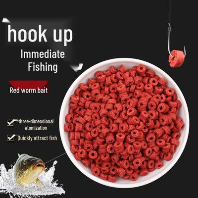 Red Worm Bait Pellets for Groundbaiting and Universal Hook for Wild Fishing: Crucian Carp and Carp.