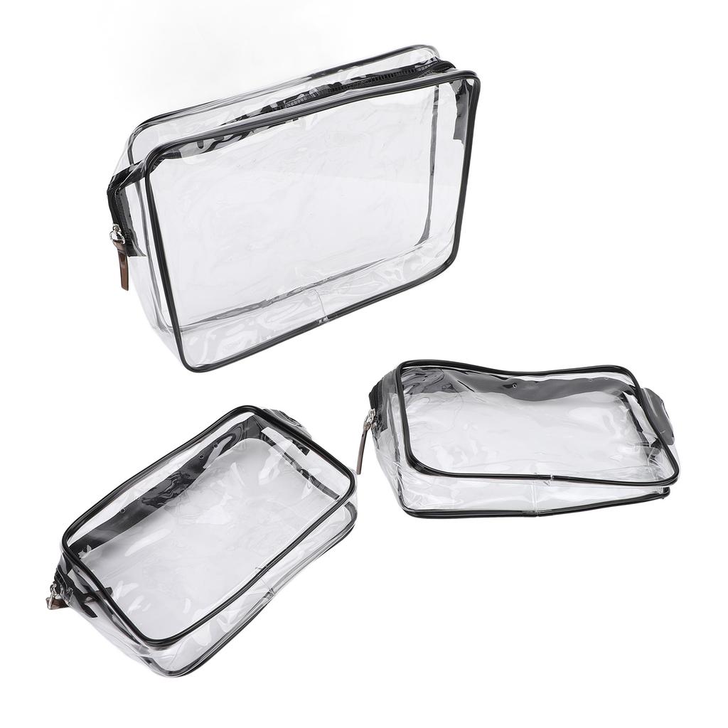 3Pcs Clear Insert Bag Transparent Makeup Toiletry Brush Zipper Insert Inner Bag Divider Storage Orga