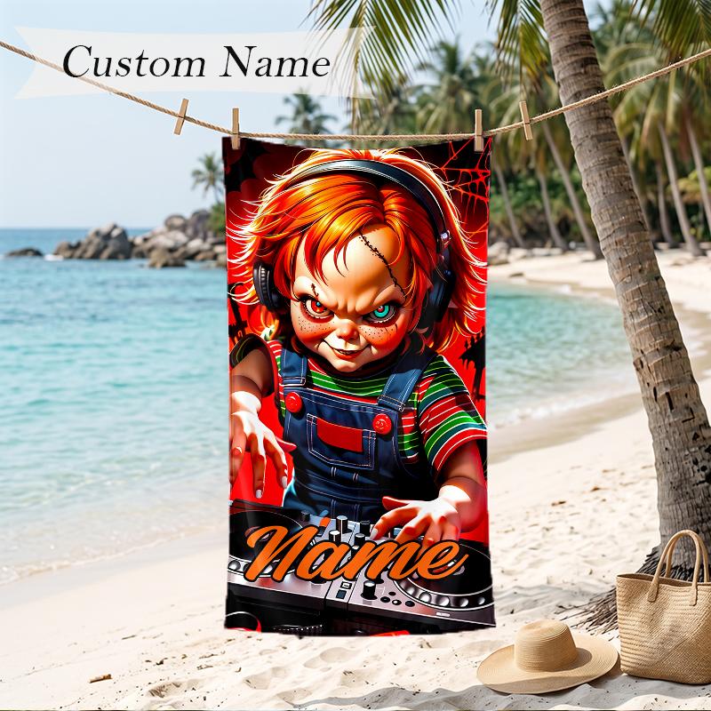 chucky Custom Name Printed Beach Towel Personalized Soft Towel For Swimming Beach Travel
