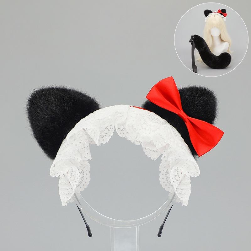 Handgemachtes Lolita Tierohr Mädchen Stirnband Comic-Con Eternal Walnut cos Requisiten Katzenohren Stirnband Katzenschwanz Set