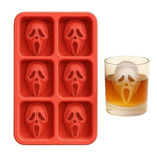 Halloween Skeleton Ice Cube Mold Food Grade Silicone Creepy Screaming Mold Haunted Drink Accessories