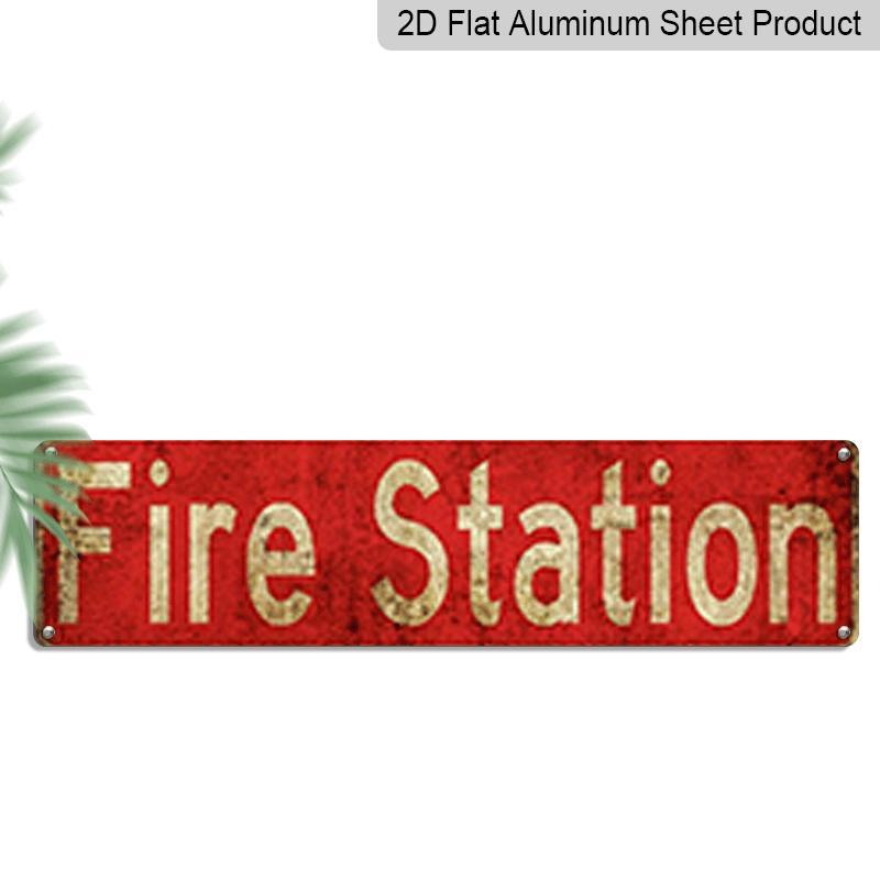 

2D Flat, 1pc, 3.94 X 15.74 Inches Aluminum Decorative Sign - Retro Distressed Fire Station License Plate Style Metal Wall Art - Waterproof 40cm x 10cm