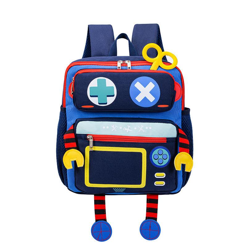 Adorable Cartoon Robot Backpack For Kids Durable Nylon School Bag Cute Design