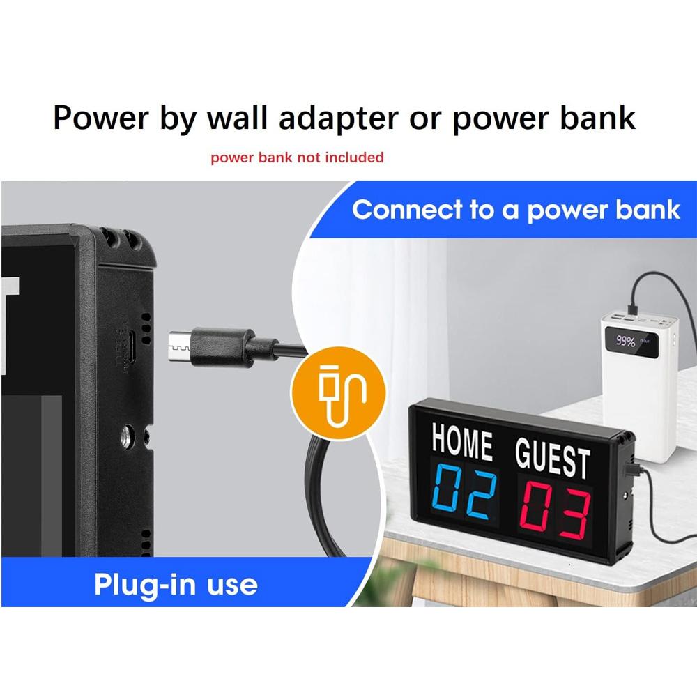 4-Digit LED Digital Scoreboard Portable Wireless Remote Sports Score Keeper for Basketball Football Table Tennis Billiards Game