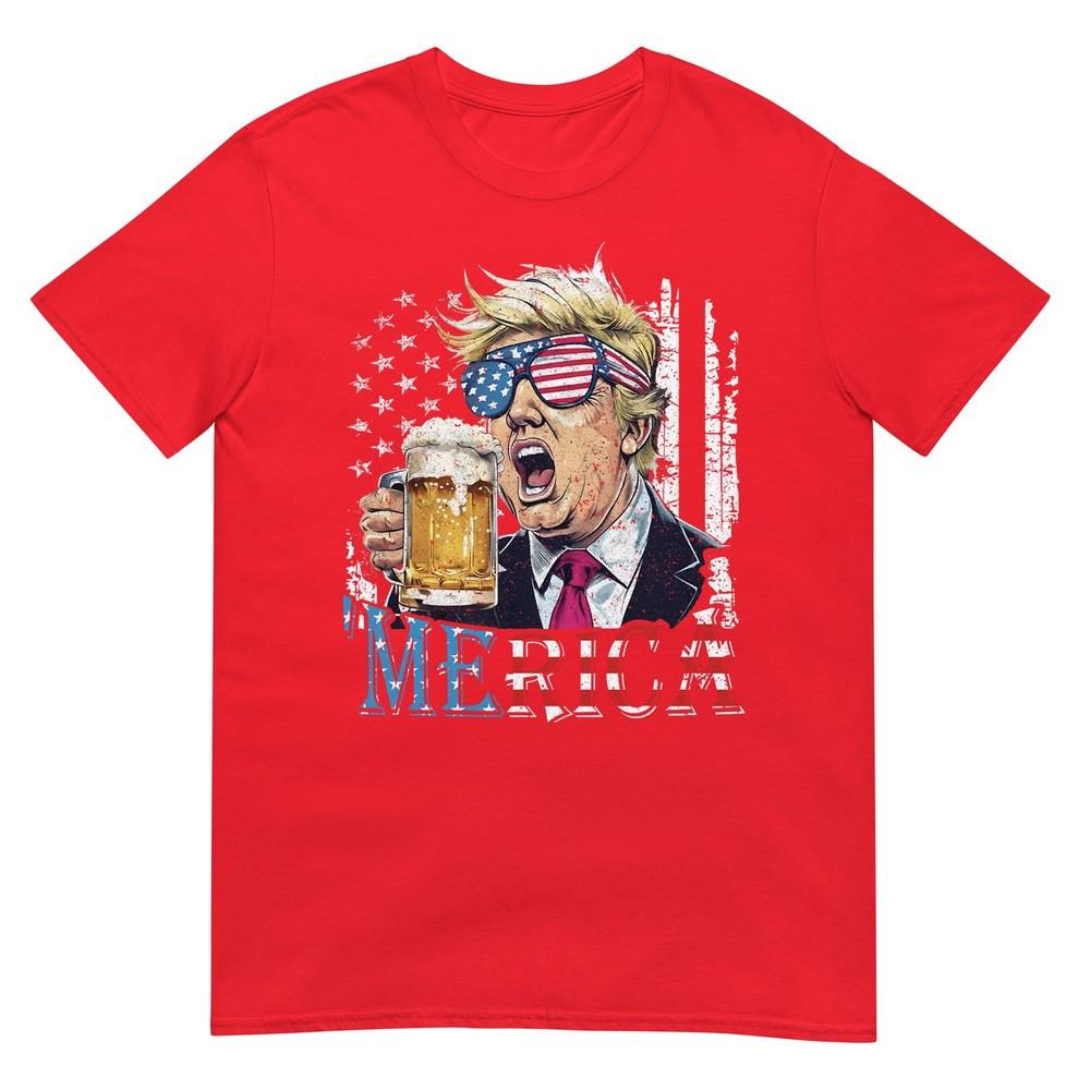 Merica Trump 4th Of July Funny Drinking Beer Unisex Unisex TShirt S