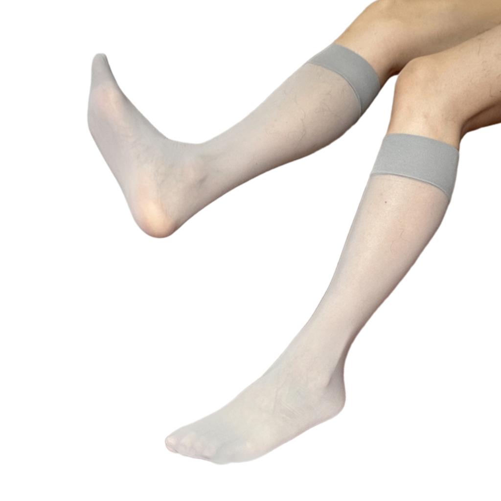 Men's Knee Highs Dress Socks Over the Calf Socks Business Work Socks Nylon Stockings Sheer Casual Socks Hosiery Gifts
