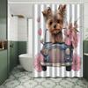 Cute Yorkie Dog Shower Curtain Car And Flowers Art Pet Lover Decor Romantic Hearts Waterproof Fabric Bath Curtain Set Home