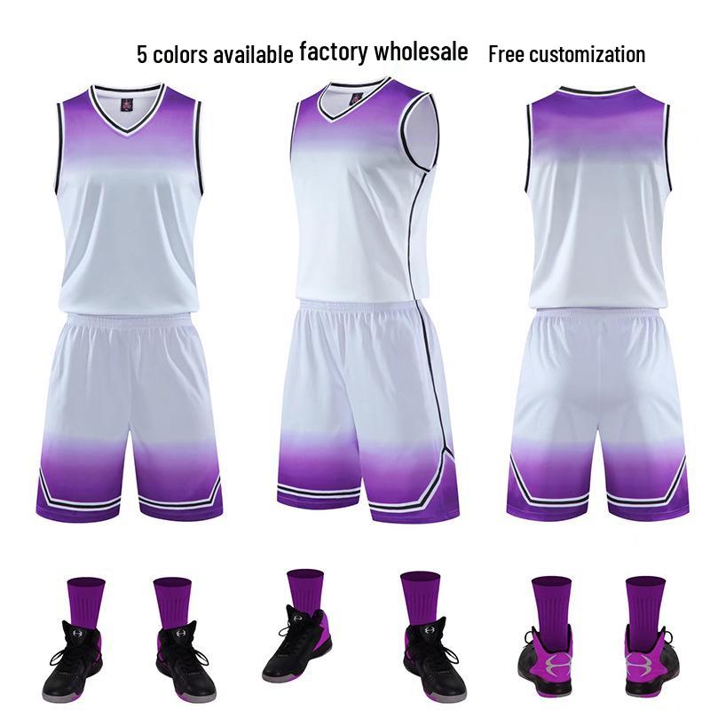 

Speed Sports Team Basketball Jersey Set - Unisex Adult & Kids Training Wear 2XL білий/фіолетовий
