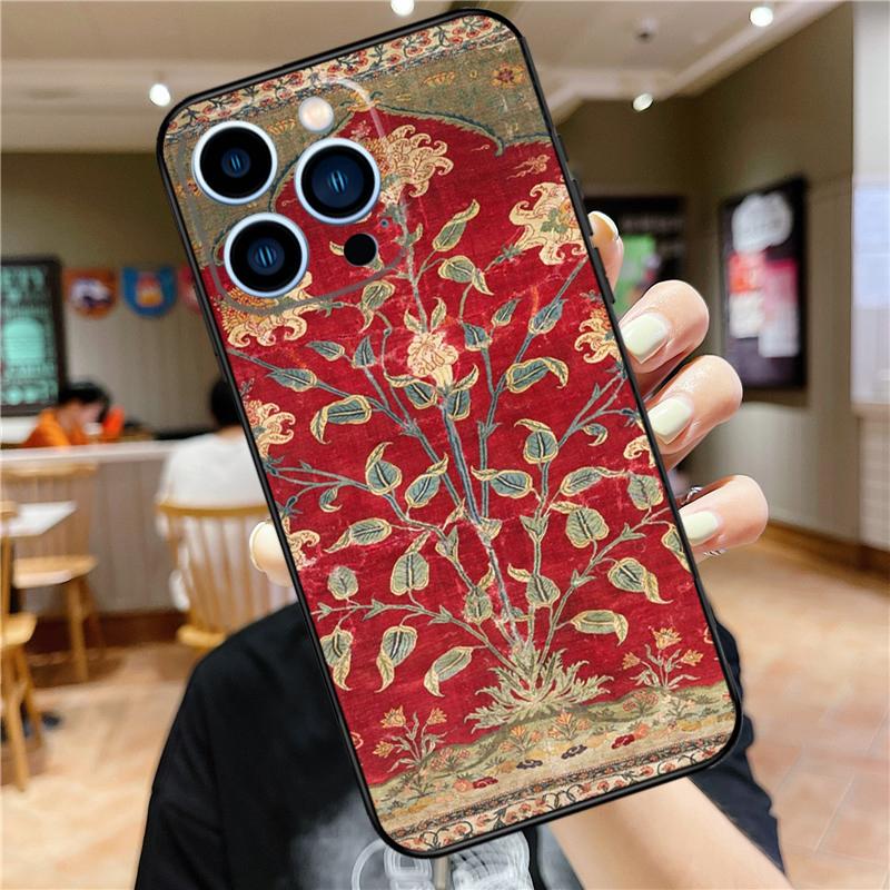 Persian Carpet Floral Pattern Phone Case For iPhone 11 12 13 14 16 15 Pro Max Mini XS X XR 7 8 Plus Soft Cover Shell