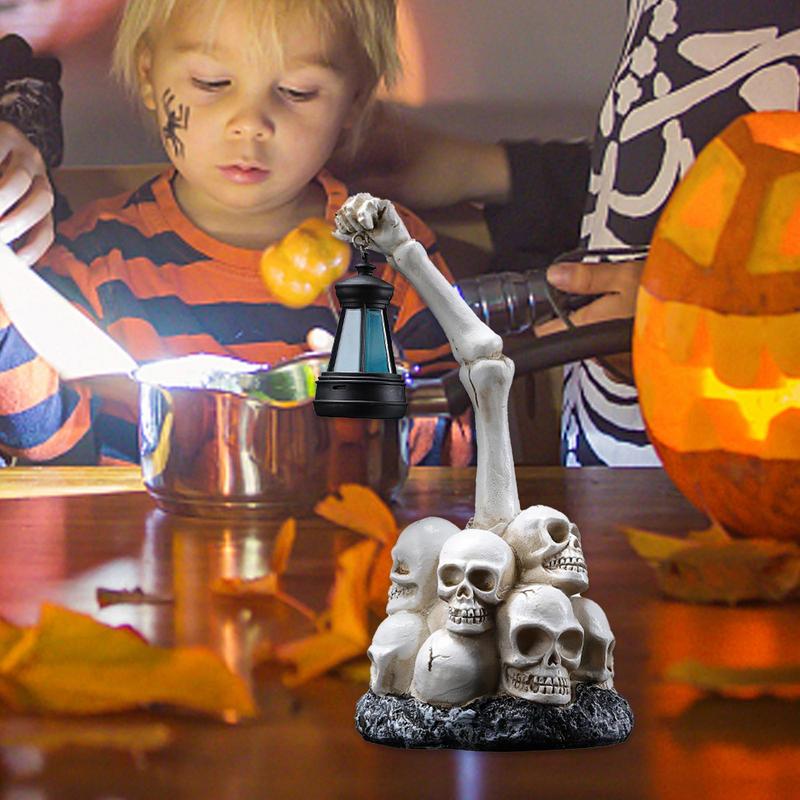 Halloween Skeleton Hand Statue Hexagonal Lamp Horror Garden Ghost Skull Decoration Solar Lantern Skeleton Hand Resin Statue