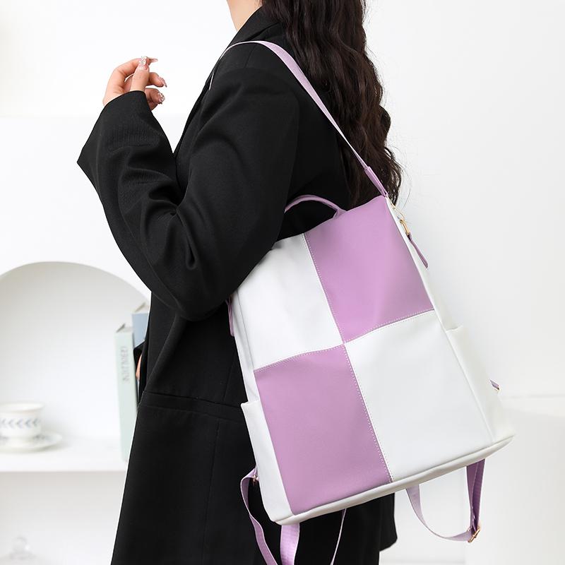 Large Capacity Commuter Women's Backpack Stitching Outdoor Travel Backpack Multi-Functional Shoulder Handbag