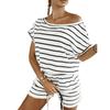 2024 Summer Women's Striped Casual Two-Piece Set - Fashionable and Versatile European and American Style.