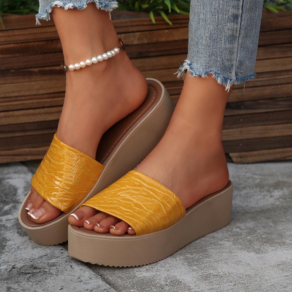 Round-toed Shoes One-line Pancakes Thick-soled Flip-flops
