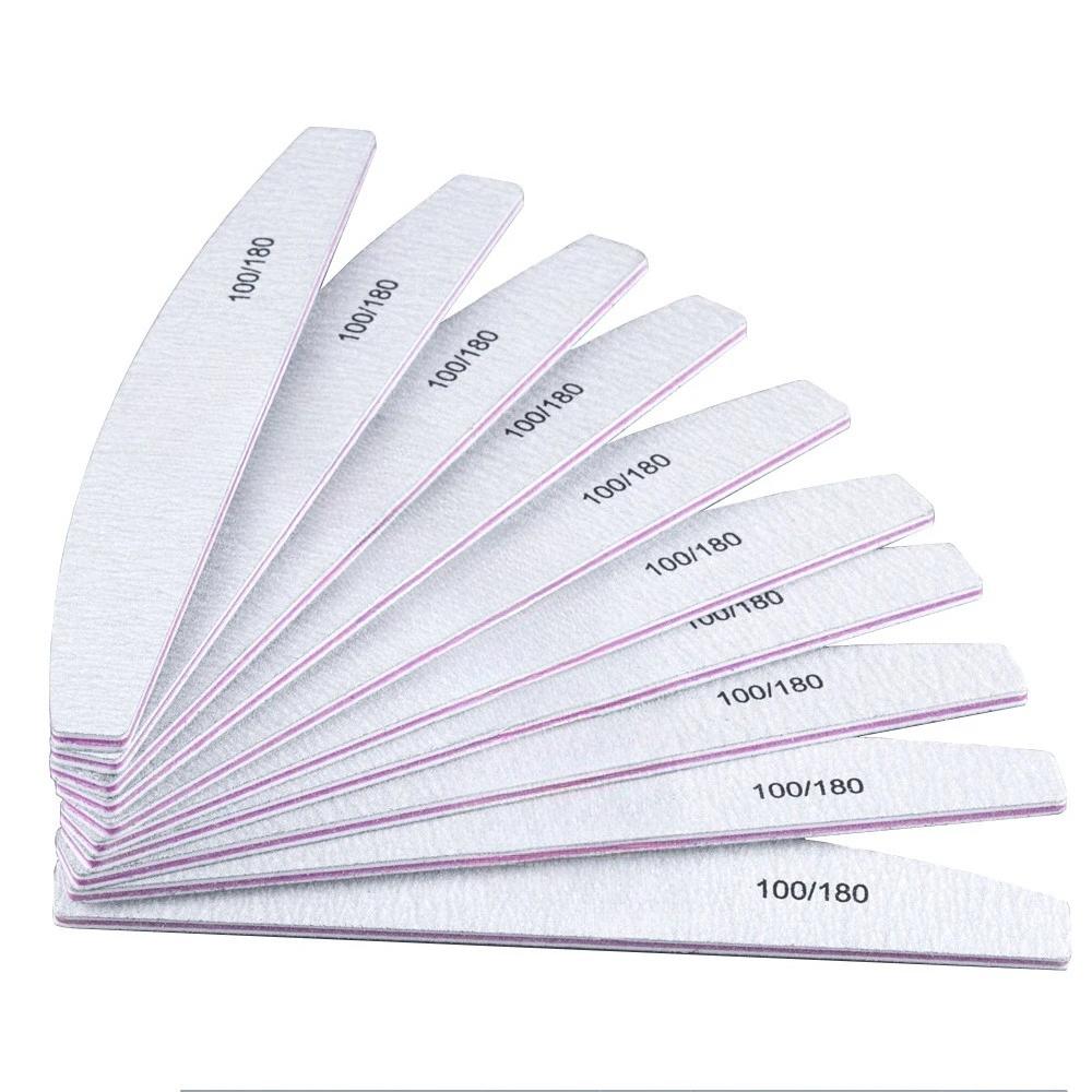 10Pcs/Lot 80/100/150/180/240 Grit Limas Trimmer Lime Nail Art Ongle Manicure Tool Nail File Buffer Double Side Nail Files Buffer