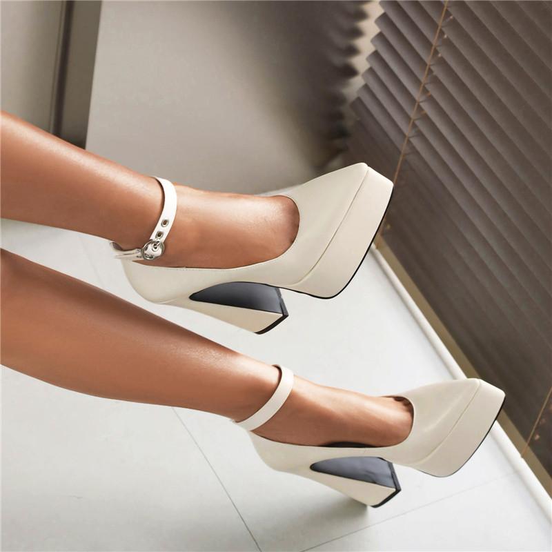 Women's high-heeled single shoes, sexy European and American style spring and summer new waterproof table thick heel large size low-top shoes