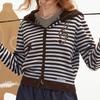 unifree Sweet-Chic Cartoon Embroidered Soft Knit Hooded Cardigan