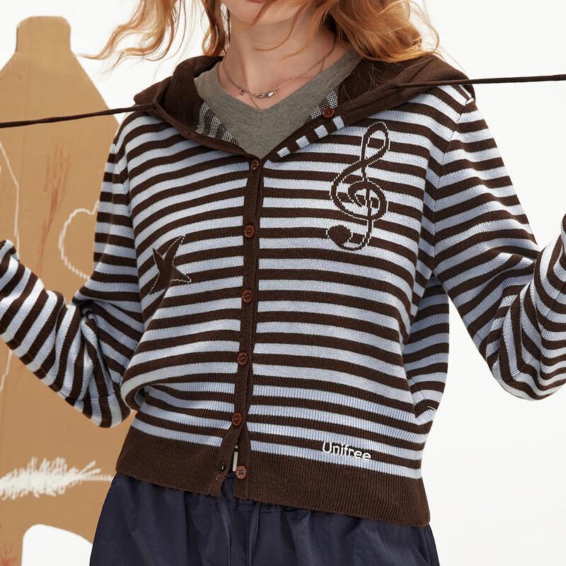 unifree Sweet-Chic Cartoon Embroidered Soft Knit Hooded Cardigan