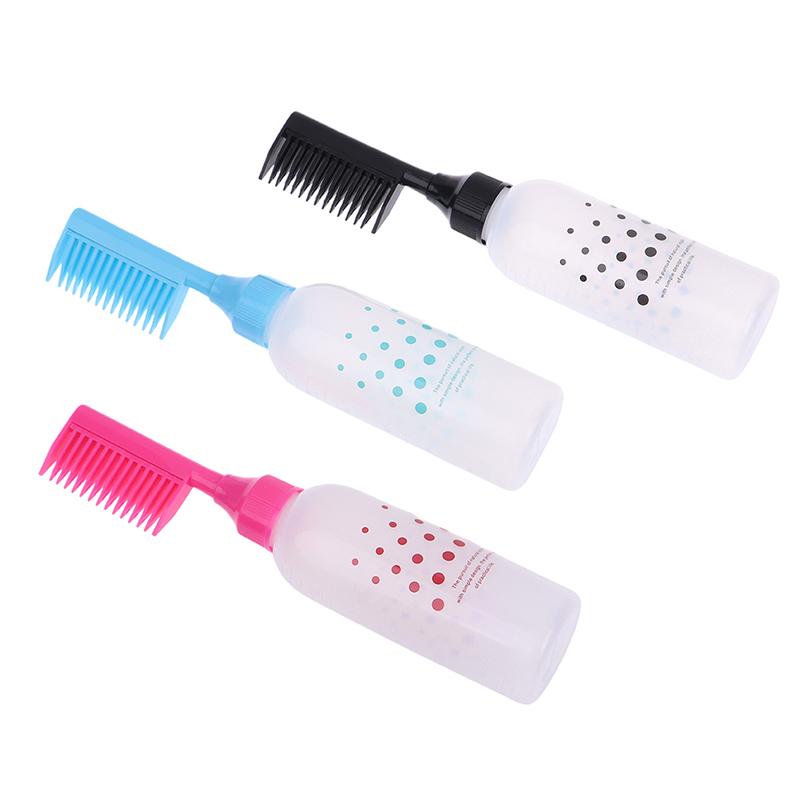 150 ml Mehrfarbige Plastik-Nachfüllflasche für Haarfarbe mit Applikatorkamm zum Dosieren für den Salon, Haarfärbung, Friseur, Styling-Tool