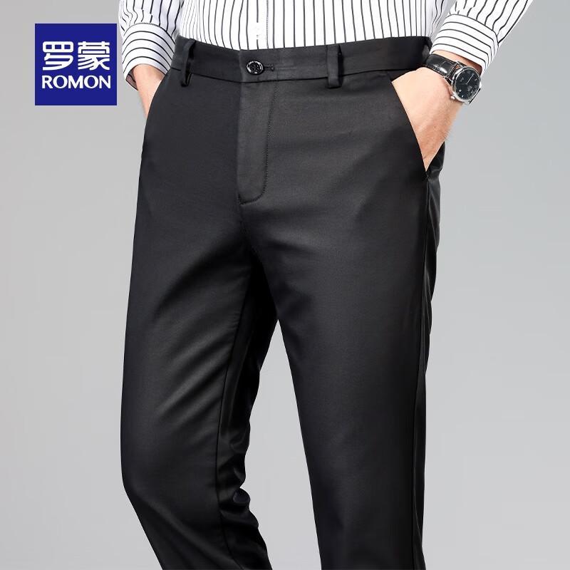 Romon Men's Business Casual Straight Elastic Work Pants