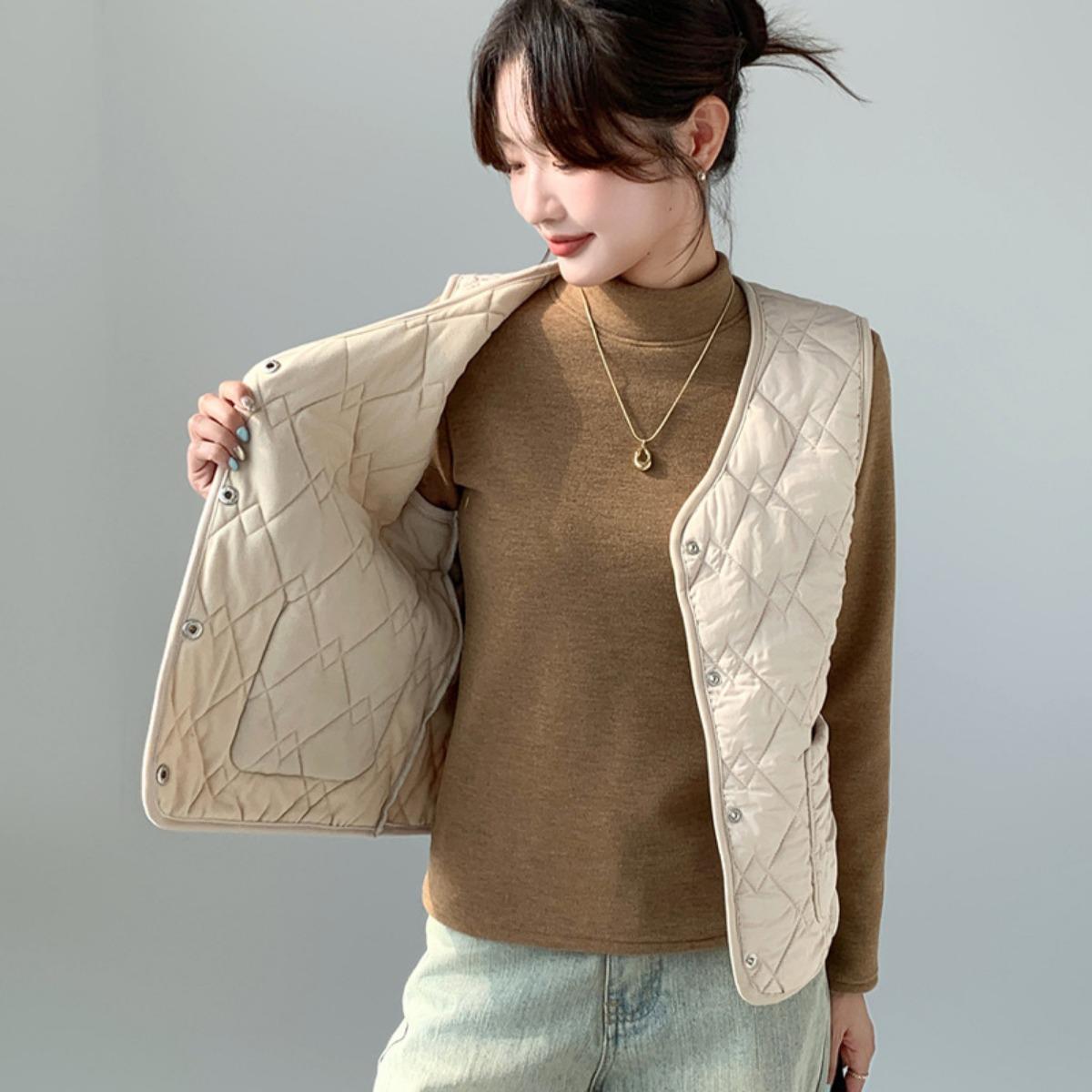 

Карманный жилет, женский осенне-зимний флисовый теплый жилет, для повседневных занятий спортом, короткий топ-майка внутри L телесный