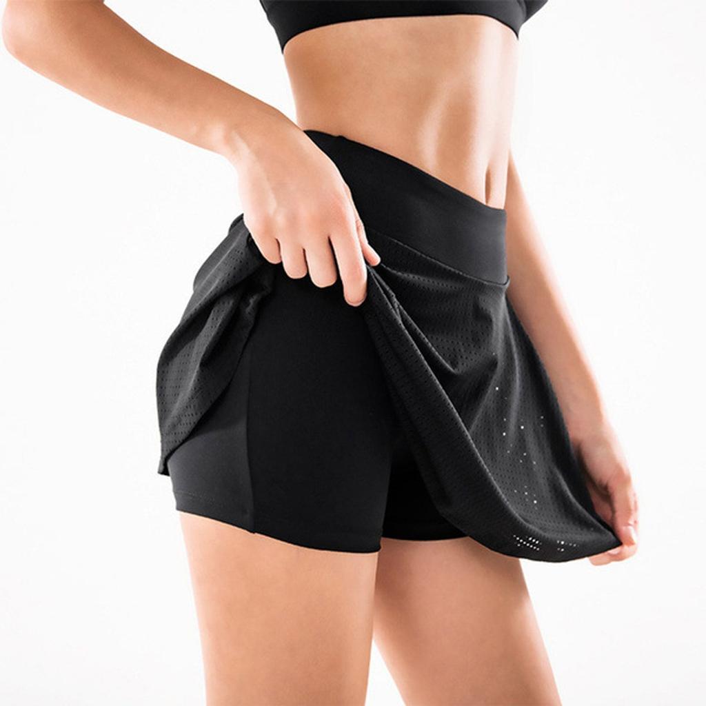 Women Pleated Athletic Skort with Built-in Shorts Lightweight Breathable Stretchy Tennis Running Golf Skirt for Fitness Training