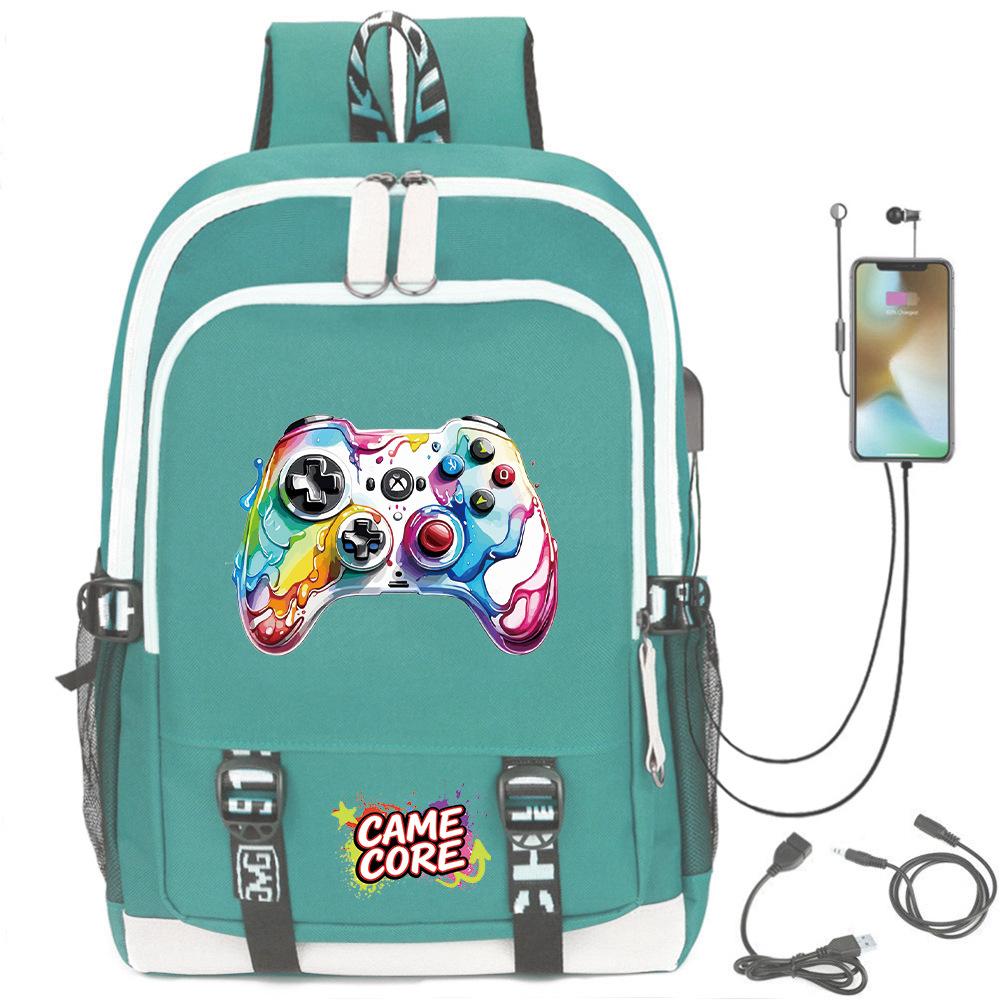 Digital Printing Gamepad Pattern Backpack Cartoon Elementary School Bag Large Capacity Usb Backpack
