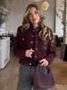 European and American Women's Retro Stand Collar Double-Breasted Short Jacket
