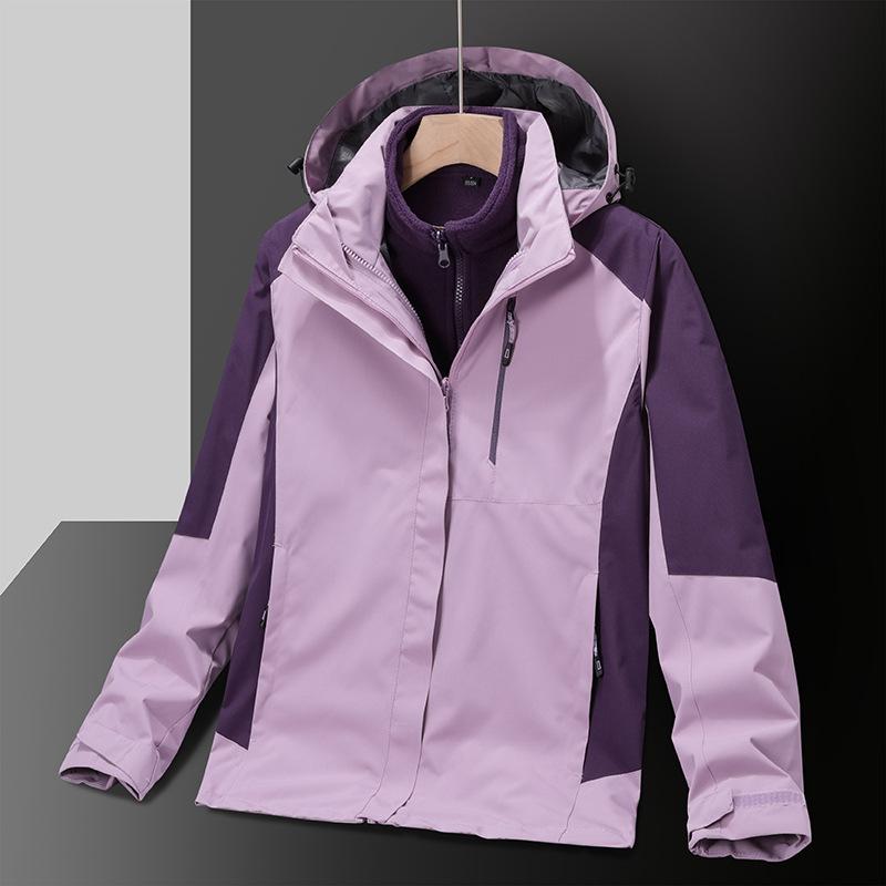 New Three-in-one Two-piece Jacket Women's Detachable Hooded Autumn and Winter Mountaineering Clothing