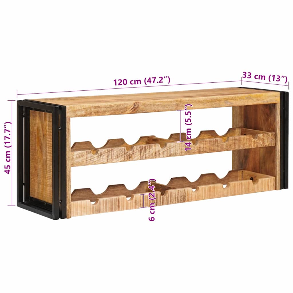 Wine Rack Brown 120 X 45 X 33 Cm Solid Thick Mango Wood