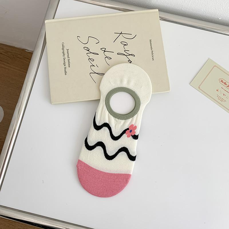 Women Sock Slippers Floral Print Japanese Kawaii Cute Low Cut Ankle Boat Socks Casual Cotton Breathable Invisible No Show Socks