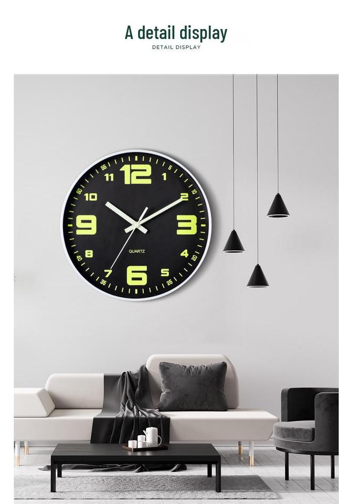 12-Inch Silent Luminous Quartz Wall Clock - Plastic, Creative Design, Popular Item