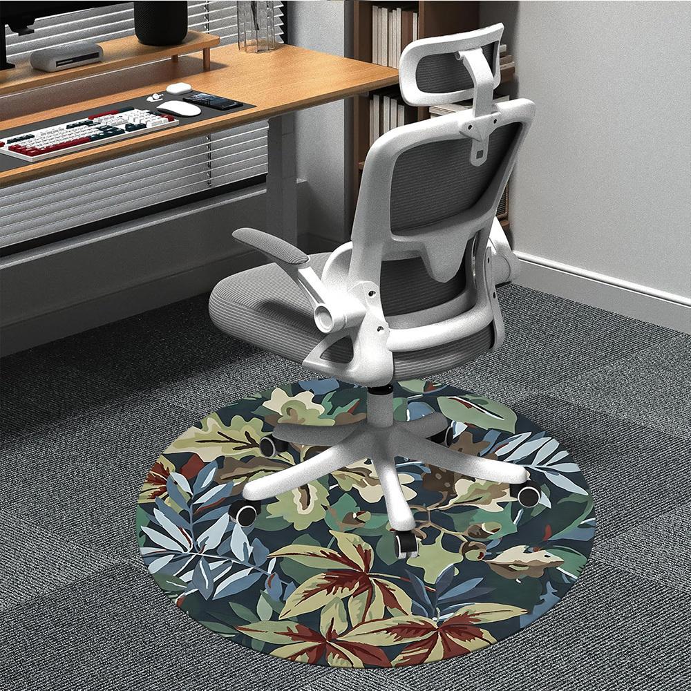 1pc Leaf Pattern Carpet for Office Non Slip, Round Carpet, Soft & Comfortable, Carpet for Office, Lightweight Round Floor Mat