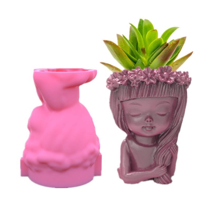 ABBY-Silicone Mold Flowerpot Mold DIY Handmade Crafts Plaster Candle Crystal Epoxy Resin Mold For Decors