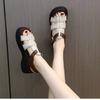 Leather thick-soled Roman sandals women's casual soft-soled summer 2025 new popular versatile muffin foreign style increases