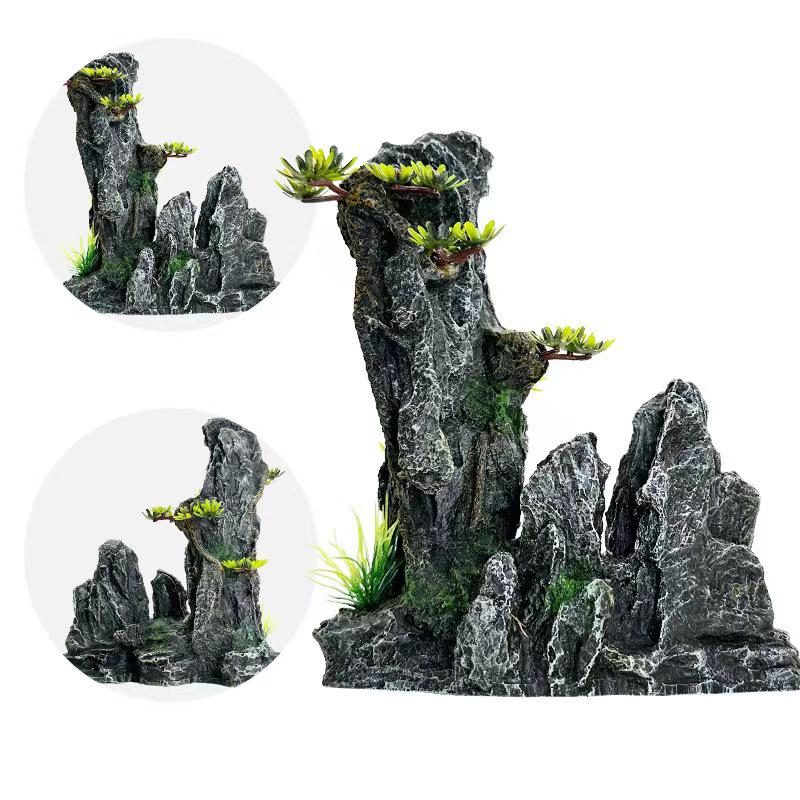 Resin Aquarium Rockery Mountain Decoration Artificial View Rock Cave Stone Tree Fish Tank Ornament Aquarium Decor Home
