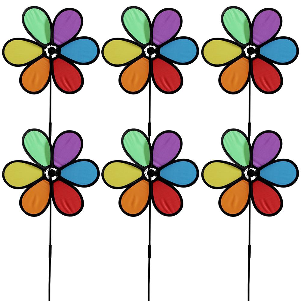 6pcs Flower Wind Spinner Outdoor Bird Repeller Windmill Spinners Birds Deterrent Colorful Rainbow Wind Catchers Garden Decor