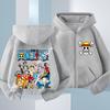 2026 Nowa Bluza z Kapturem na Zamek dla Dzieci Anime One Piece Luffy 3-12 lat Casualowa Bluza z Długim Rękawem Jesień