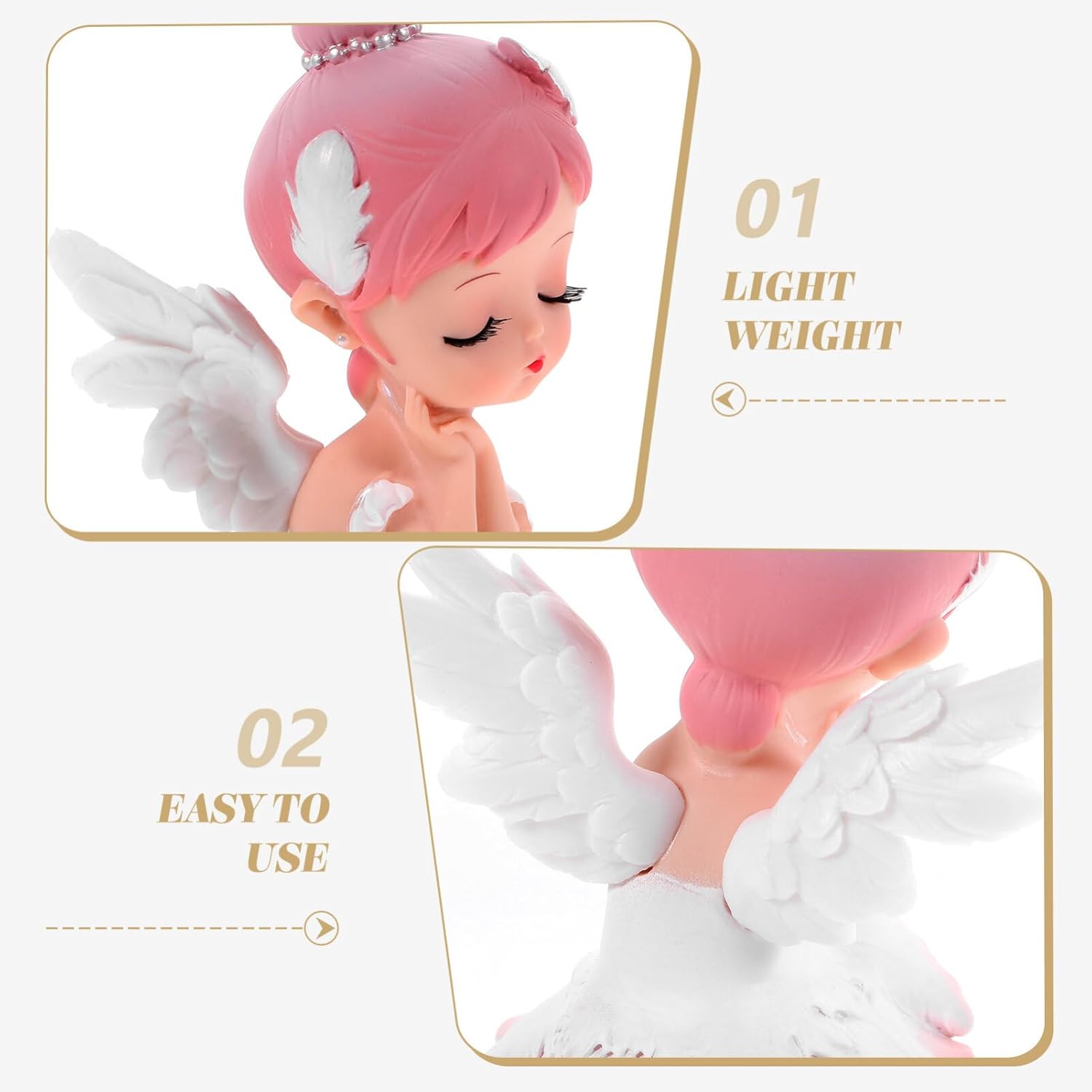 Luxshiny Girl Figurine Ballet Dancer Statue Art Sculpture Vinyl Angel Figure for Home Desk Car Cake Decoration