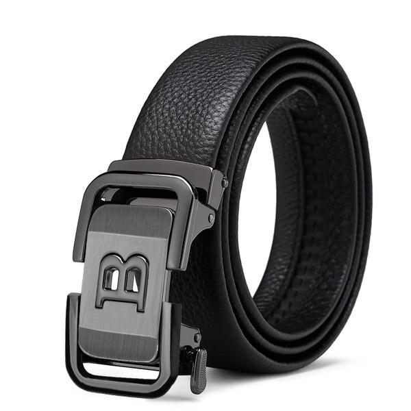 Men's Genuine Leather Belt with Automatic Buckle – Fashionable, Versatile, and Trendy Business Waistband with Gift Box Packaging.