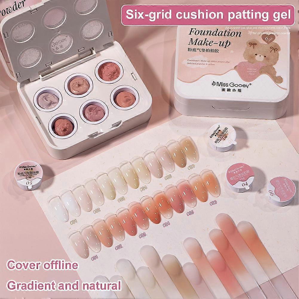 6 Color Cushion Nail Art Set Gradual and Paint Switch Gel Nail Polish Tools