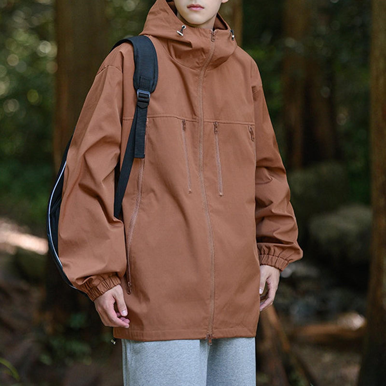 

Осенне-зимний мужской однотонный костюм для альпинизма на открытом воздухе, рабочая одежда, пальто с капюшоном XXL кофейный