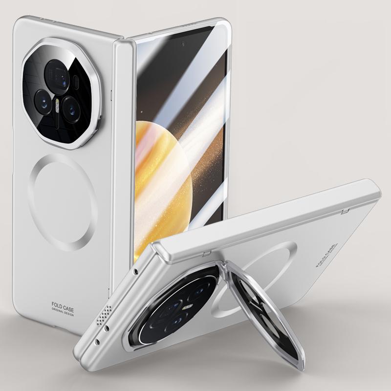 Luxury Magnetic Matte Hinge Protection Stand Case for Honor Magic V3 5G 7.92 PC Material Shockproof Cover with Screen Glass Film