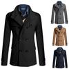 New Slim-fit Mid-length Wool Blend Overcoat for Men, Casual Warm Wool Trench Coat Outerwear