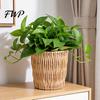 Balcony Desktop Plant Organizer Boho Wicker Planter, Handwoven Flower Pot with Waterproof Lining, Basket Planter Rustic Storage for Indoor Plants