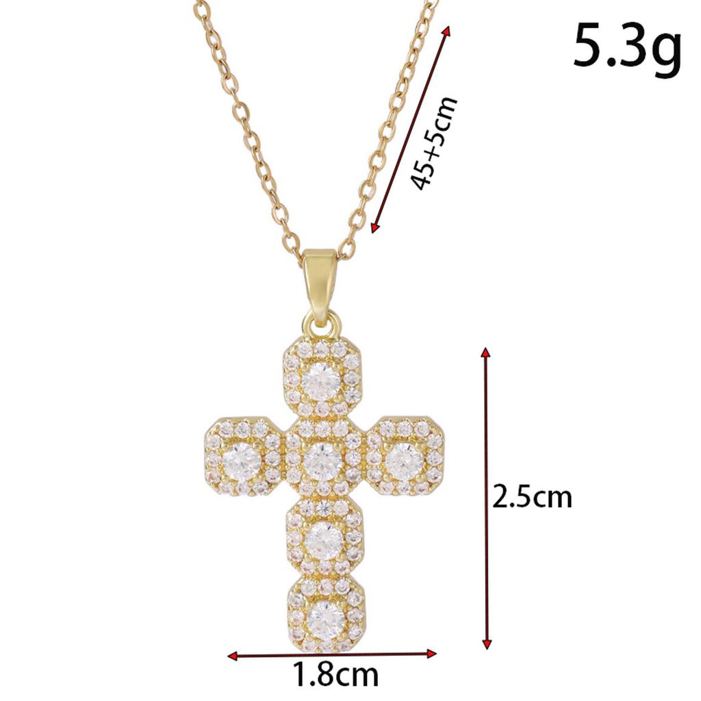 S925 Sterling Silver Diamond Cross Choker Necklace - Showerproof, American Hip Hop Style