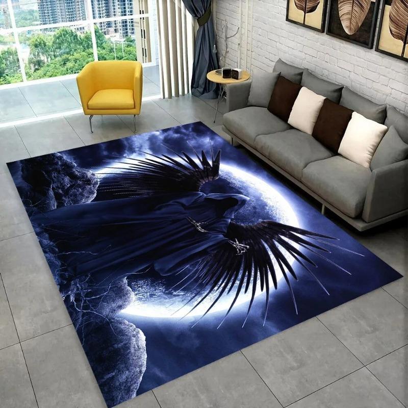 Grim Reaper Death Skull Gothic Area Rug,Carpet Rug for Home Living Room Bedroom Sofa Doormat Decor,kids Non-slip Floor Mat Gift