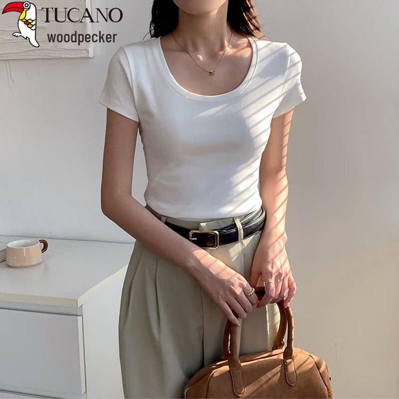 Women's Double U-Neck Short Sleeve T-Shirt